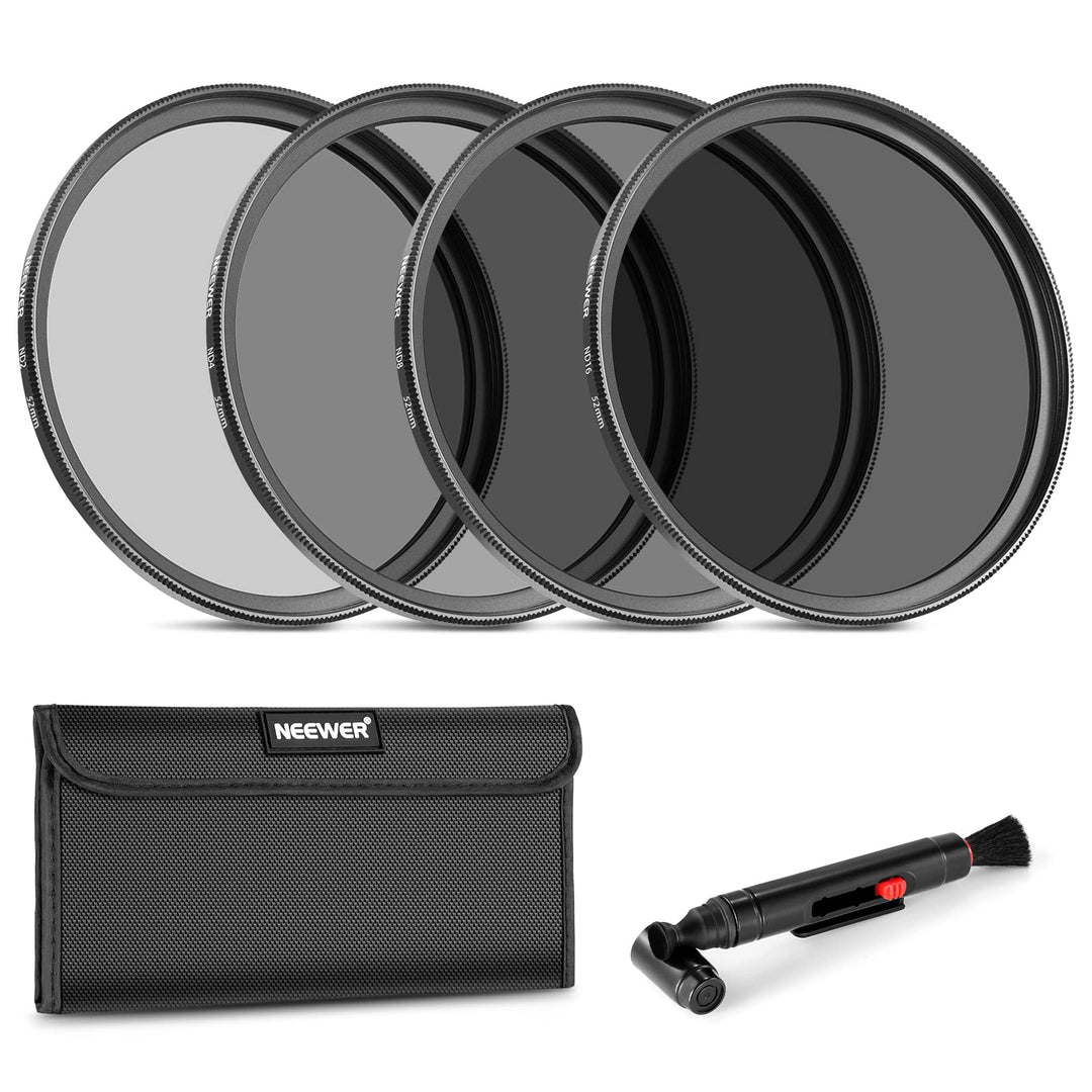 NEEWER 52mm ND Filter Set ND2 ND4 ND8 ND16, Objektivreinigungsstift, Filterbeutel, Graufilter Set, k