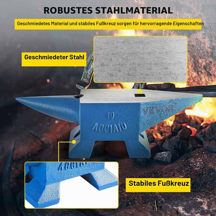 Happybuy Schmiede Amboss 10KG Schmiede Zubehör Amboss Werkzeuge geschmiedeter Stahl mit rundem und q