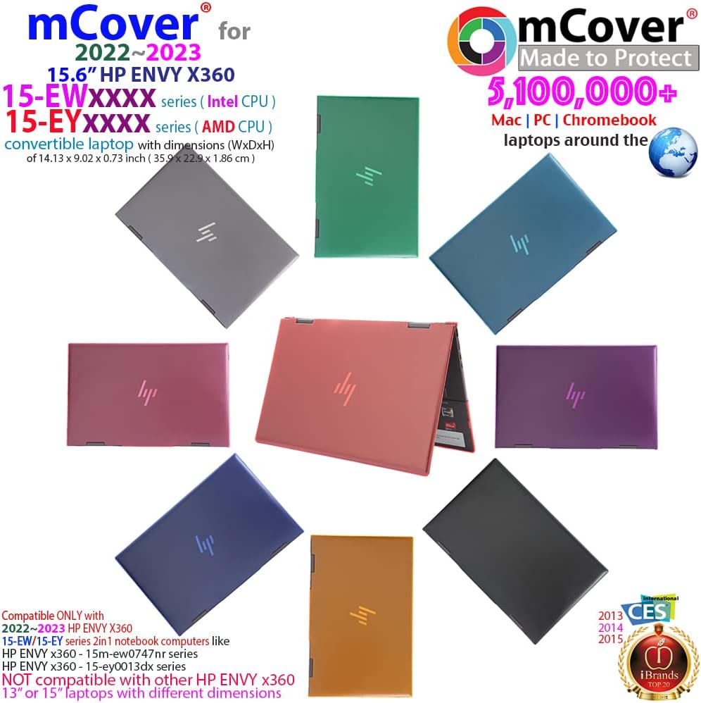mCover Nur kompatibel mit 2022 ~ 2023 15,6 Zoll HP Envy x360 15-EW000 (Intel CPU) / 15-EY000 (AMD CP