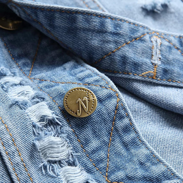 Lange ärmellose Jacke für Männer und Frauen, Denim-Weste für Herren, Revers, ärmellos, schmale Passf