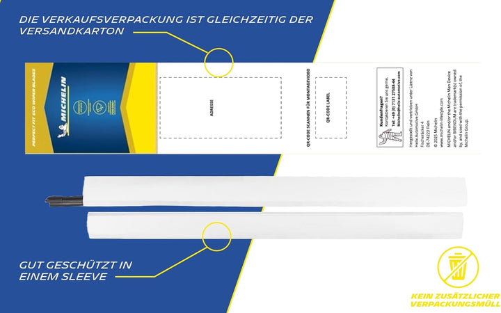 MICHELIN Scheibenwischer Set ECO115 | Audi A6 | 650/530mm | Nachhaltige Verpackung
