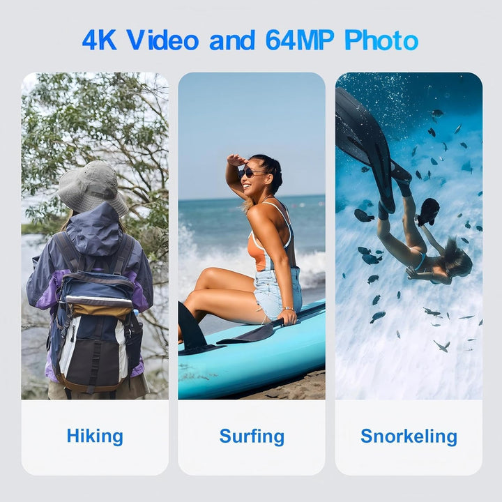 Digitalkamera, Yixinxin 4K 64MP 33FT UHD Unterwasserkamera zum Schnorcheln mit 32GB Karte Dual-Scree