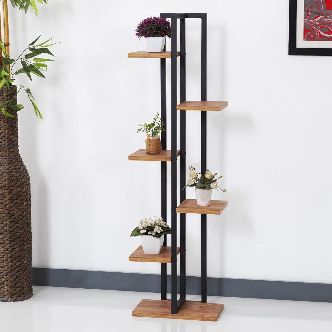 [en.casa] Blumenständer Tohmajärvi 6 Ebenen Blumenregal 120 x 34 x 21 cm Pflanzenständer Indoor Pfla