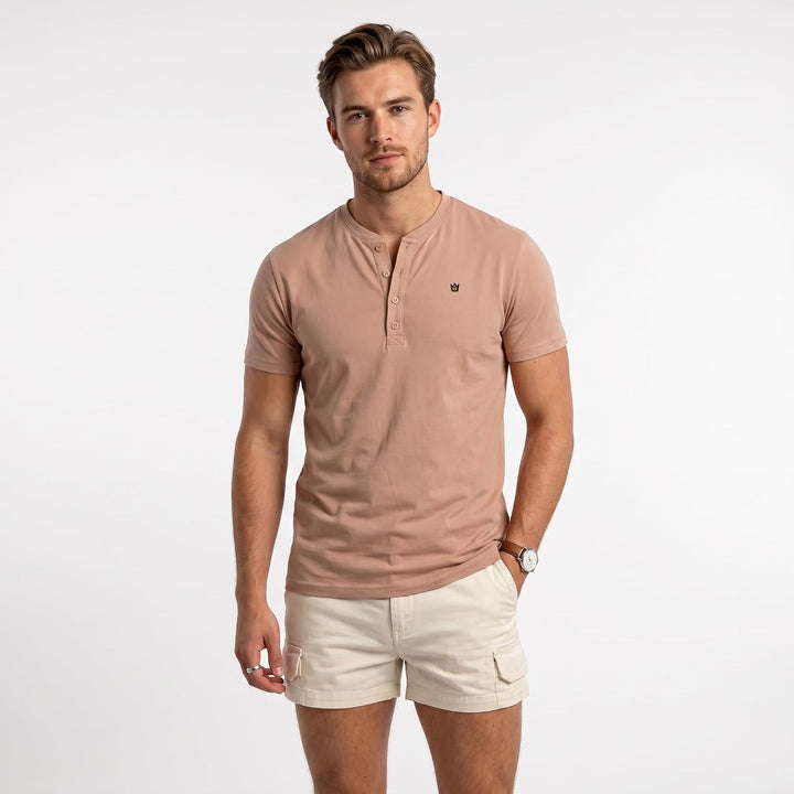 JRC Just Royal Clothing 2er-Pack Herren-Henley-T-Shirts mit halben Ärmeln, leichte Henley-Oberteile