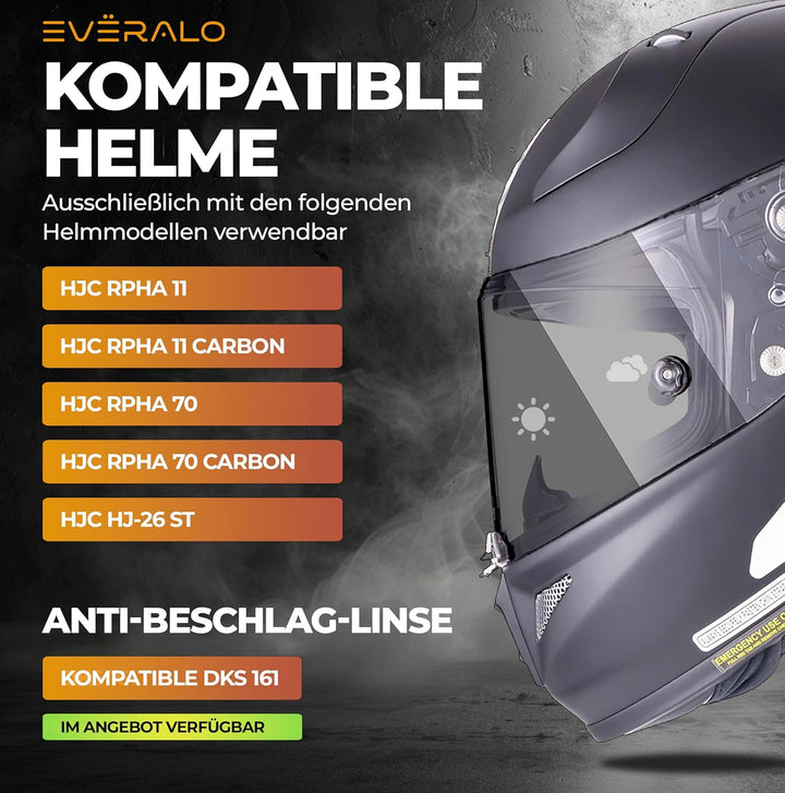 Everalo Kompatibel mit Hjc Rpha 70 Visier - Rpha 11 - Hj26 - Pinlock und Tearoff Ready - Helmvisier