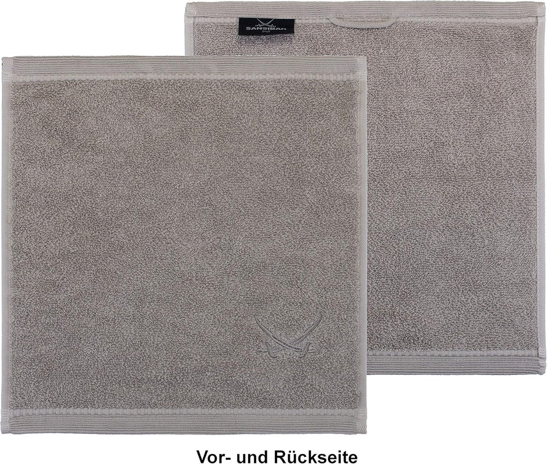 Sansibar Seiftücher 6er Set mit gesticktem Säbel Logo Handtuch Gästetuch 100% Baumwolle 30x30 cm Tau