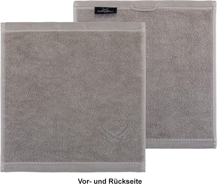 Sansibar Seiftücher 6er Set mit gesticktem Säbel Logo Handtuch Gästetuch 100% Baumwolle 30x30 cm Tau