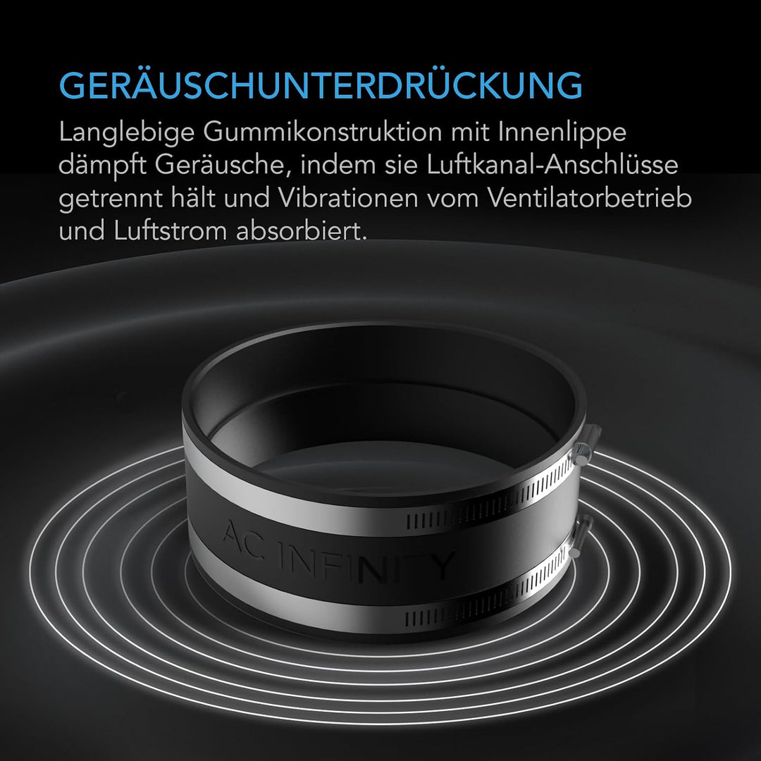 AC Infinity Geräuschreduzierende Klemme, Rohrverbinder mit | Edelstahlklemmen, flexible Gummikupplun