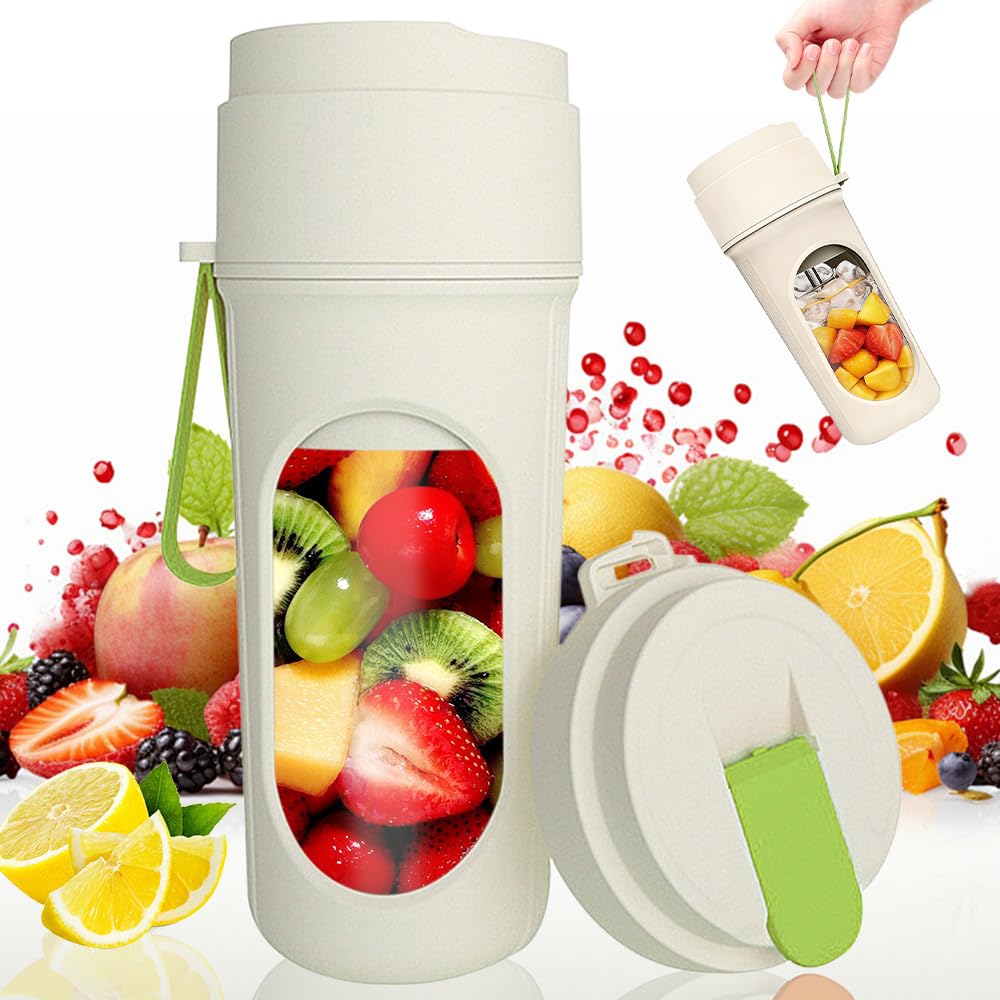 Tragbarer Mixer Smoothie Maker, 450ml Mini Mixer Smoothie Maker To Go mit 12-Blatt-Edelstahlklinge,