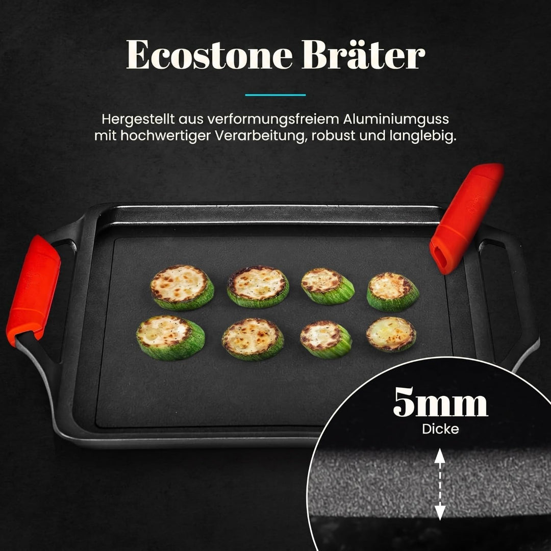 WECOOK! Ecostone Grillplatte, Induktion Griddle-Pfanne 43 X 25 cm, Aluminiumguss, Antihaftbeschichtu