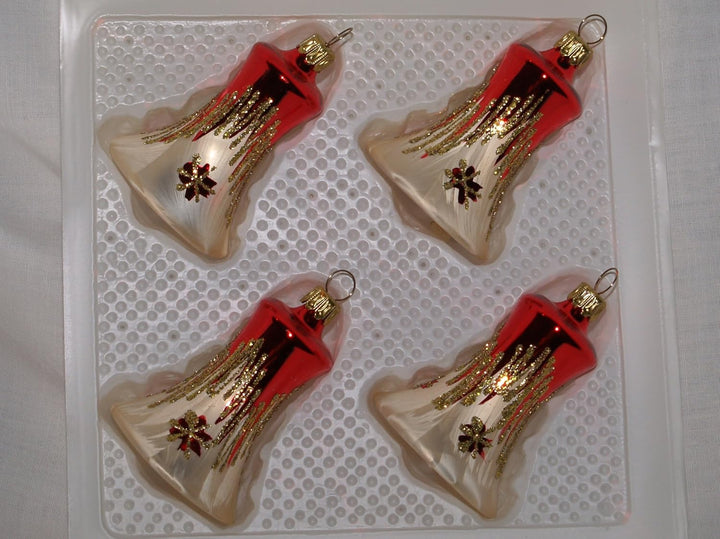 Jingle Bells Lauscha 4er Set Glocke mit Klöppel Tradition