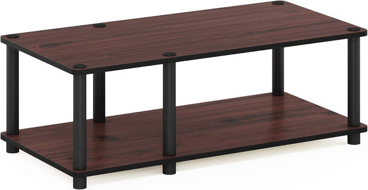 Furinno Just No Tools mittlerer Fernsehstand, TV-Ständer, Couchtisch, dunkle Kirsche mit schwarzer R