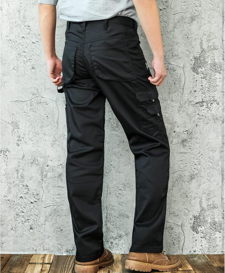 WORK IDEA Herren-Arbeitshose - Schwarz-Hose Herren-Cargohose mit innenliegenden Knietaschen Neu Schw