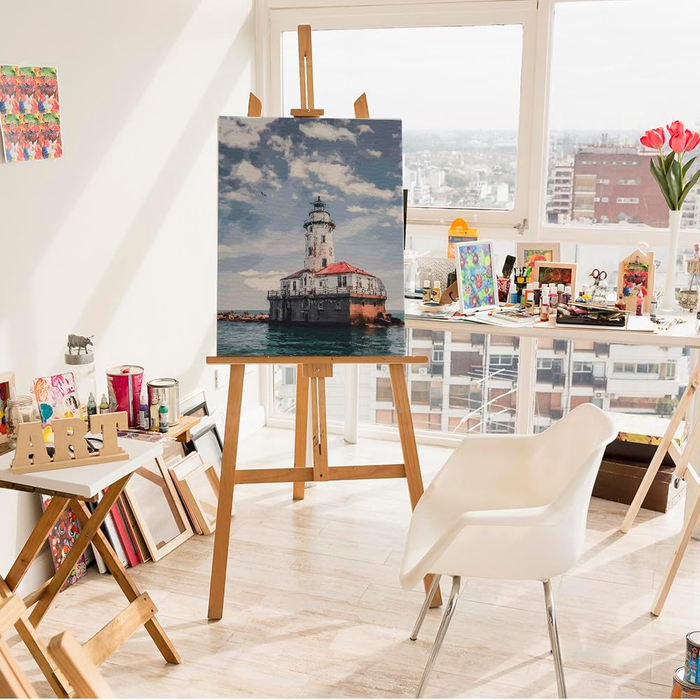 Artnapi Malen nach Zahlen Erwachsene mit Rahmen | DIY Handgemalt | Leuchtturmwärter| Kit für Anfänge