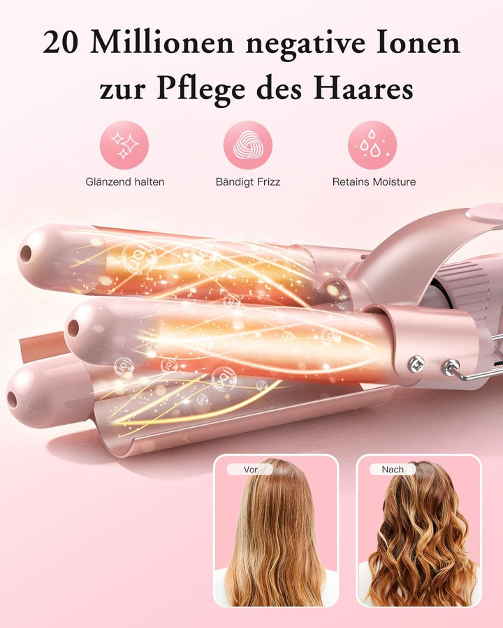 BESTOPE PRO Lockenstab set 5 in 1 Welleneisen - Lockenstäbe 3 Fässer für Grosse Keine Locken Keramik