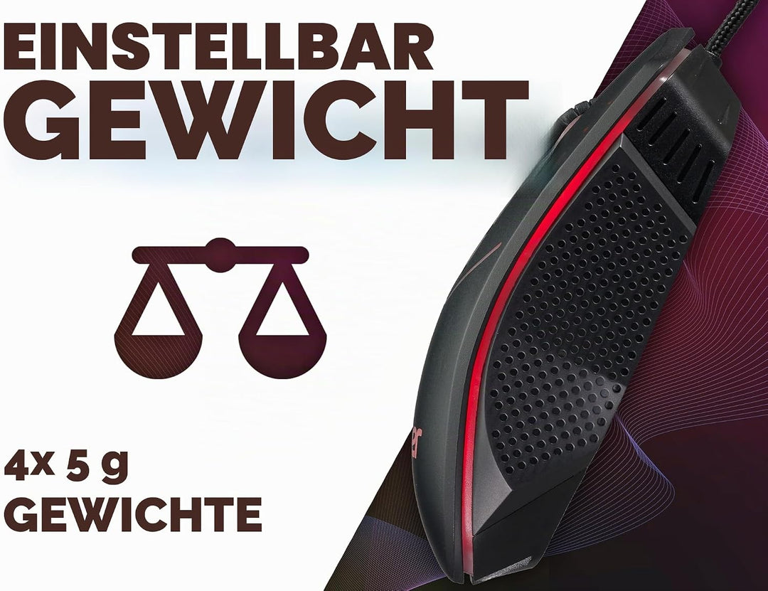 Acer Nitro Gaming Maus (4.200 DPI, anpassbar mit Vier Stufen und acht Tasten inkl. Burst Fire, LED B
