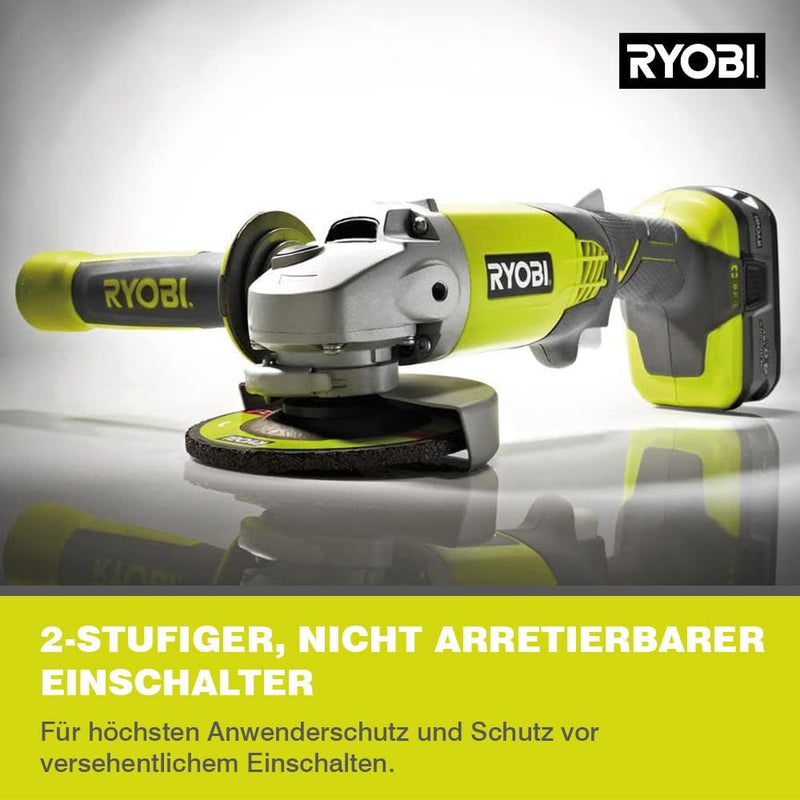 RYOBI 18 V ONE+ Akku-Winkelschleifer R18AG-0 (Bohrungsdurchmesser 22mm, Scheibendurchmesser 115 mm,