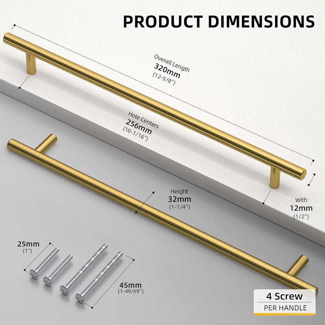 goldenwarm 5 Stück Schubladengriffe Gold Türgriffe Gold Schrankgriffe Gold -LS201GD256 Griffe für Kü