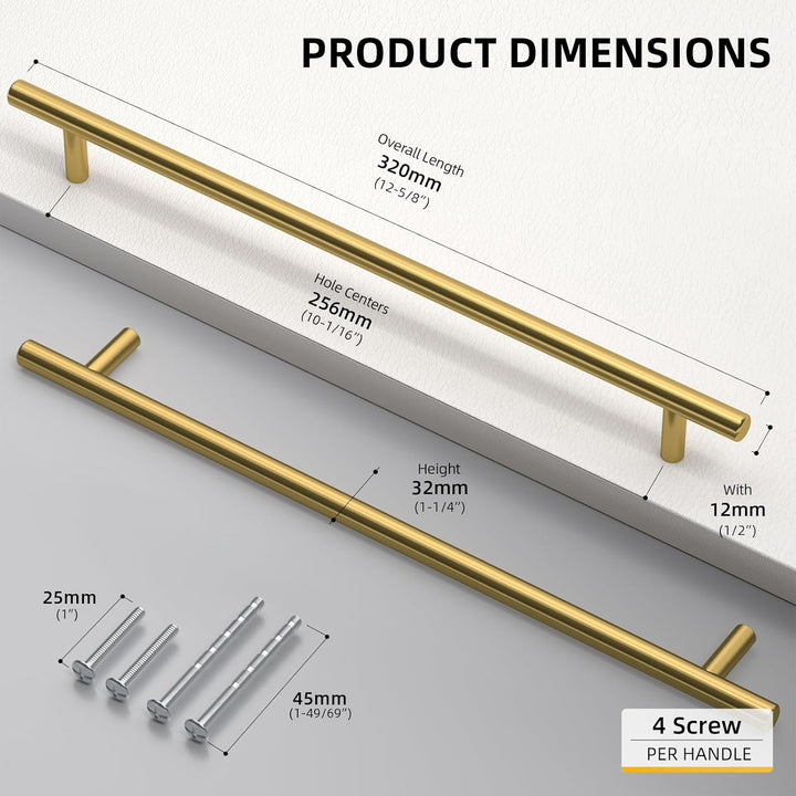 goldenwarm 5 Stück Schubladengriffe Gold Türgriffe Gold Schrankgriffe Gold -LS201GD256 Griffe für Kü