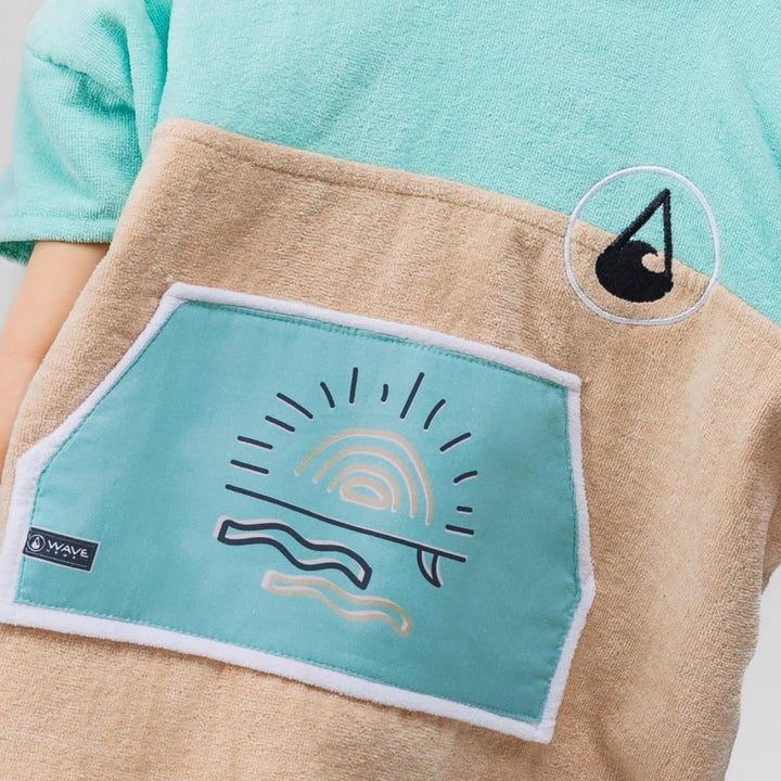 WAVE HAWAII Dropsi Surfponcho für Körpergrössen von 90-120 cm Poncho 100% ÖKO Baumwolle Umkleidehilf