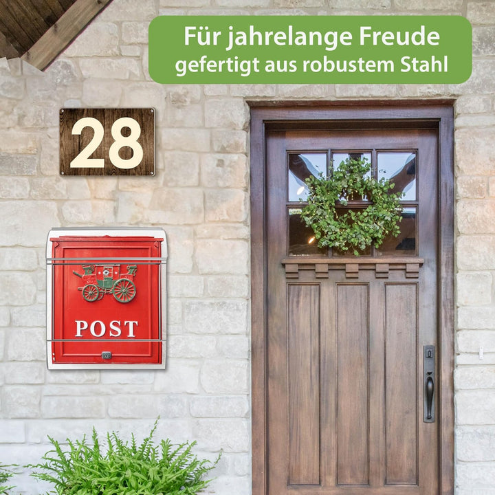 banjado® Design Briefkasten mit Motiv Postkasten Nostalgie 39x47x14cm &amp; 2 Schlüssel - Briefkasten St