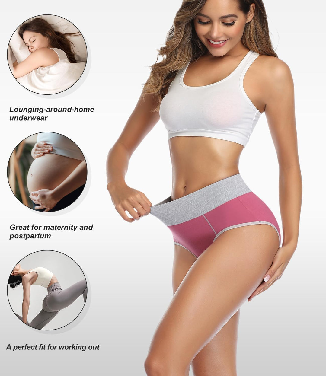 wirarpa Unterhosen Damen Baumwolle Unterwäsche Frauen Taillenslip Hohe Taille Slip 5er Pack 4XL Mehr