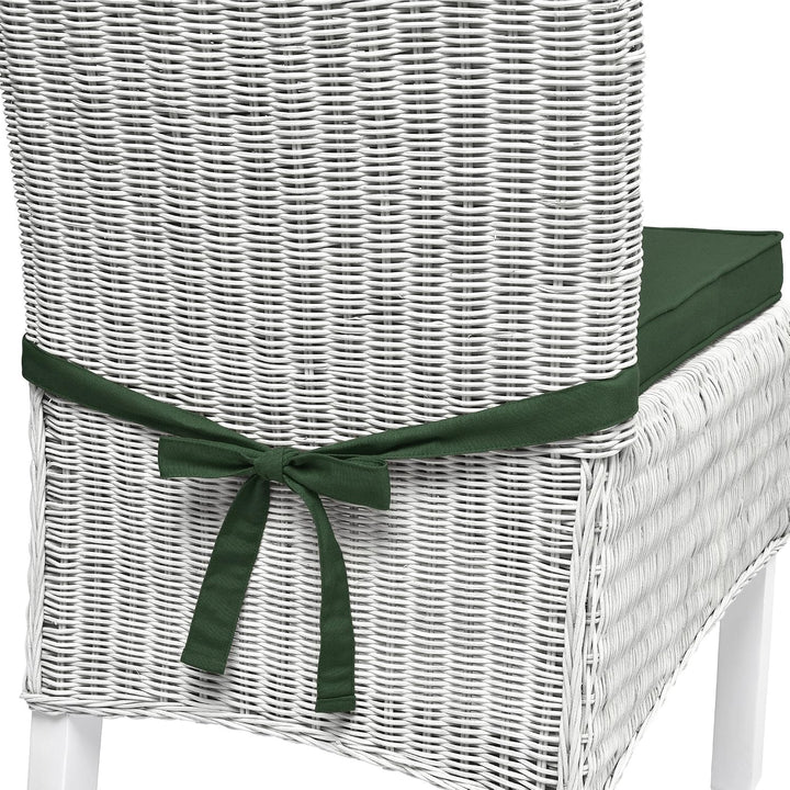 Beautissu Loft SK Stuhlkissen 45x40 cm Grün - 4er Set Stuhlpolster mit Bändern Sitzkissen für Stühle