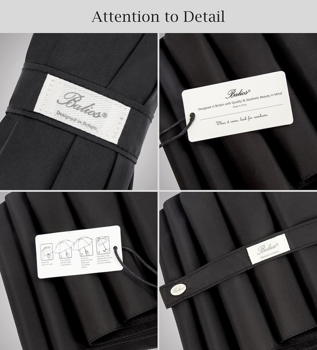 Balios® Regenschirm Mit Echtem Holzgriff -Optional | Auf Zu Automatik | Sturmfest & Windsicher | Tas