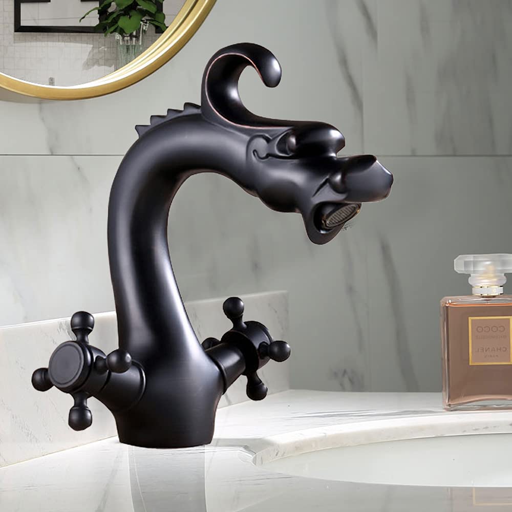 Drache Muster Wasserhahn Waschbeckenarmatur Zweigriff Schwarz Bad Wasserhahn Waschtischarmatur Misch