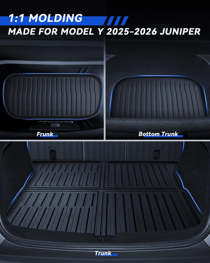 Kofferraummatte 3 Pcs für Tesla Model Y 2025-2026 Premium/Performance Allwetter TPE Schutzmatte, Hin