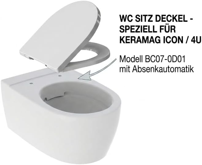 WC Sitz mit Deckel für Keramag & Geberit iCon, 4U, Renova Nr.1, Weiss | Duroplast, Absenkautomatik (