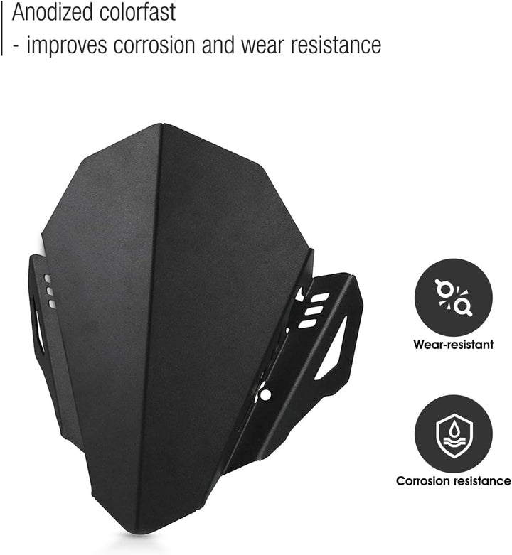 ZHUOWU CNC Aluminium Windschutzscheibe Windschutzscheibe für MT-07 MT07 2018-2020 Schwarz, Schwarz