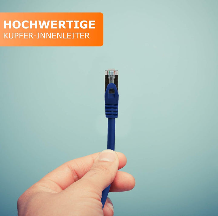 1aTTack.de 30m - blau - 1 Stück CAT.7 Netzwerkkabel Patchkabel SFTP PIMF LSZH Gigabit Lan Kabel 10Gb