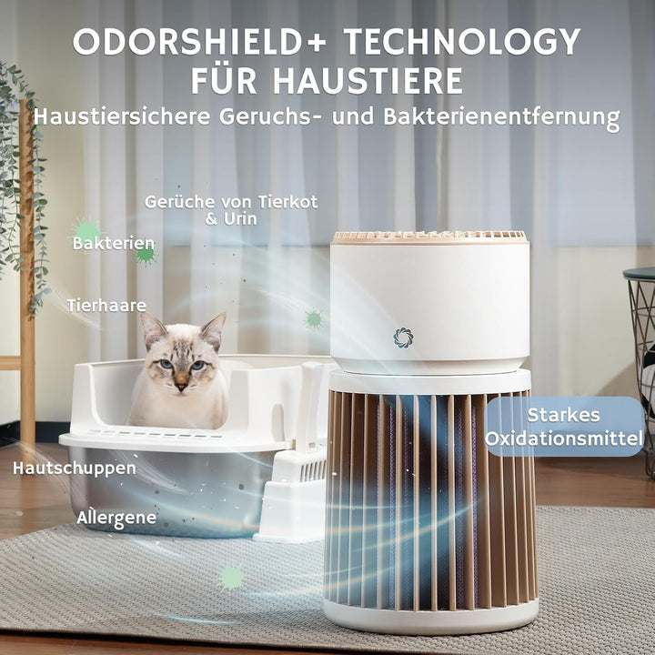 Airthereal Luftreiniger für Haustiere mit H13-Filter gegen Gerüche – Entfernt Tierhaare, Hautschuppe