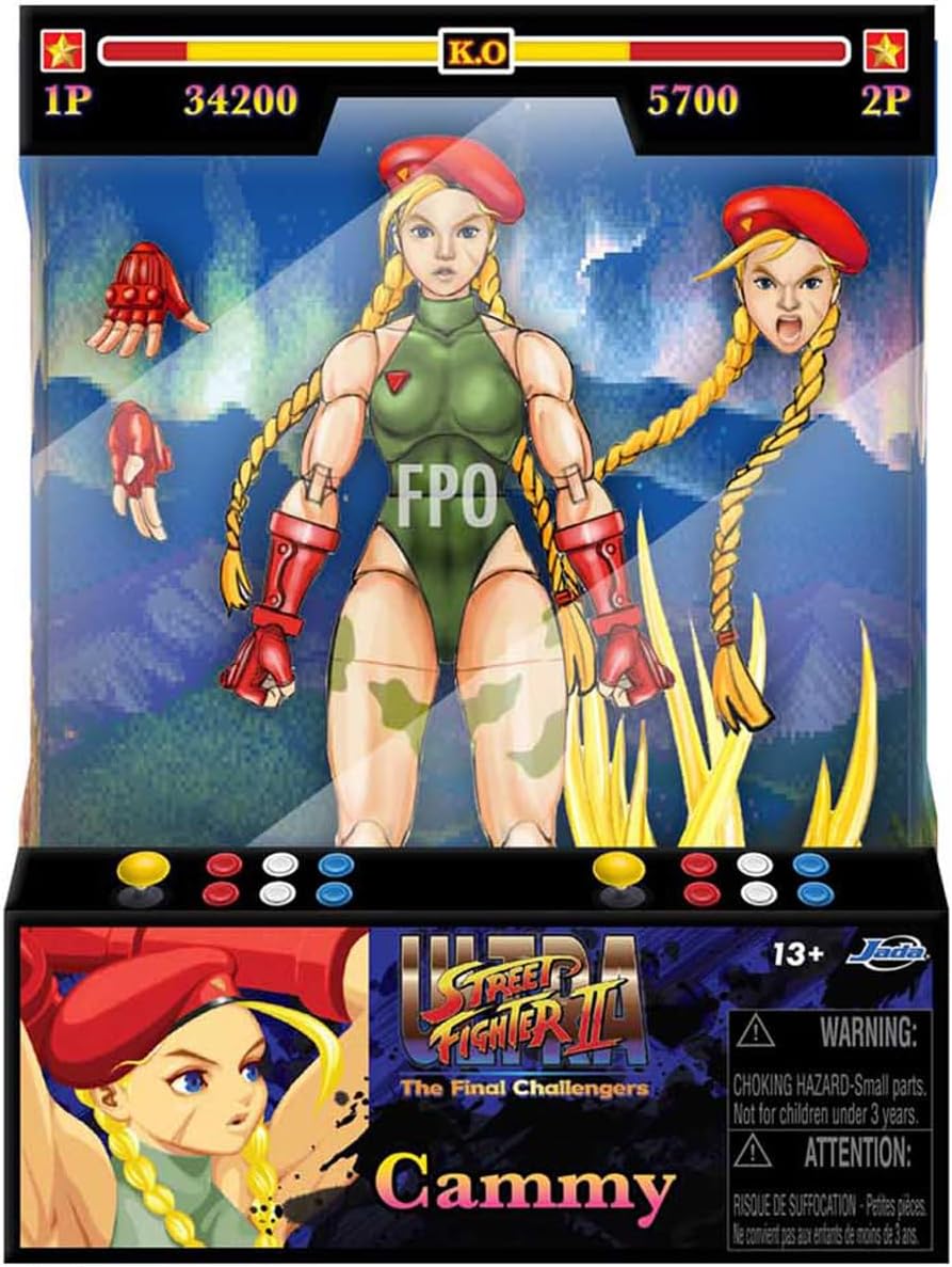 Jada Toys Street Fighter Cammy (15 cm) - Bewegliche Actionfigur mit alternativem Kopf & Händen - Sa