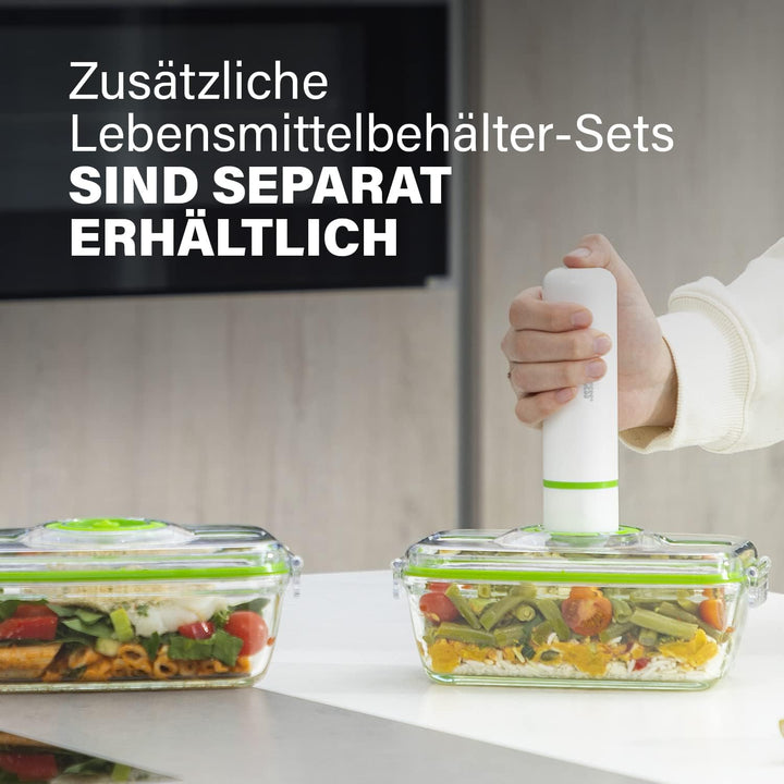 Princess Lebensmittel-Aufbewahrungsbehälter-Set aus Glas mit Handvakuumierer – inkl. elektrischer Va