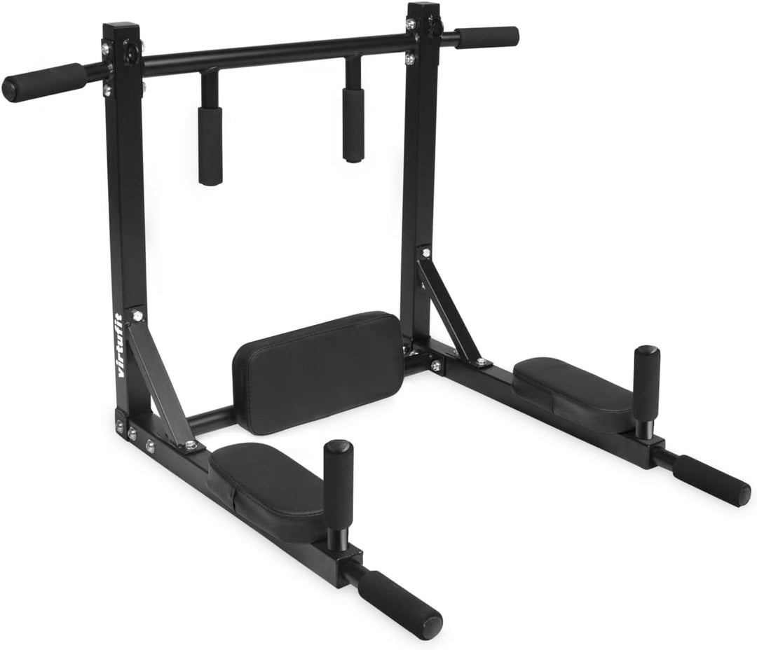 VirtuFit Pull-up and Dip-Rack - Klimmzugstange zur Wandmontage, Multifunktionale Dip Station für Hau