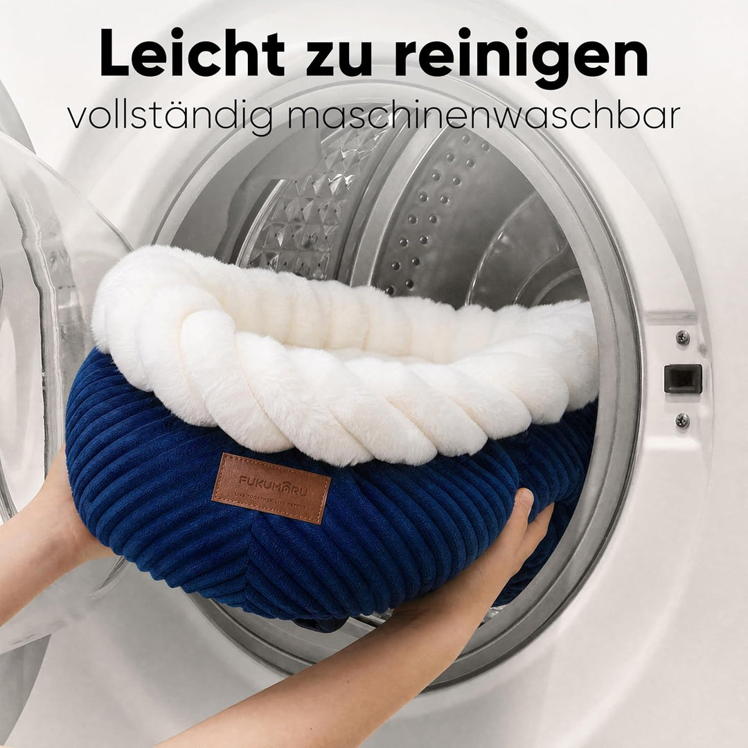 FUKUMARU Katzenbett waschbar Katzen Bettchen, 55x55x21cm Katzenkorb mit erhöhtem Rand, weiches Bett