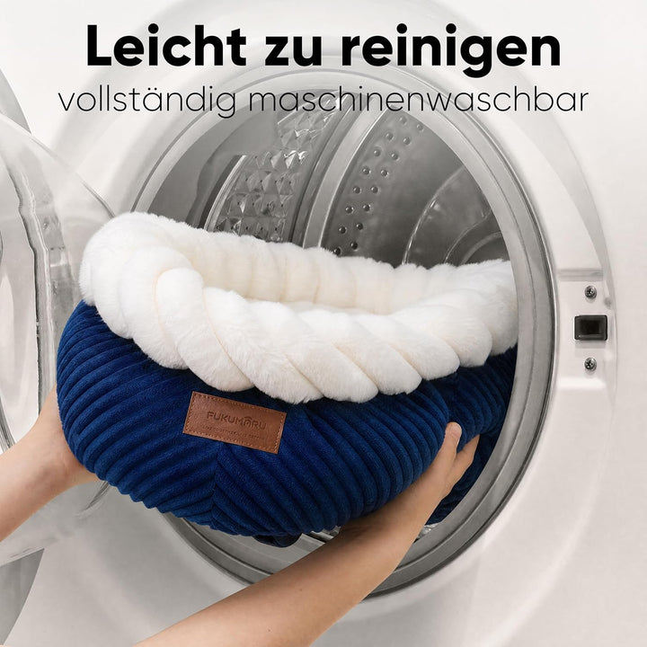 FUKUMARU Katzenbett waschbar Katzen Bettchen, 55x55x21cm Katzenkorb mit erhöhtem Rand, weiches Bett