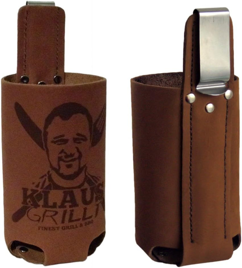 Bierholster Klaus grillt 0,5l – Das Original aus echtem Leder