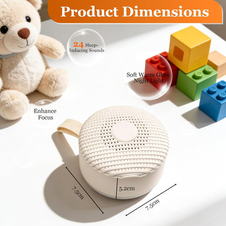 White Noise Machine, Tragbare Soundmaschine mit 24 Beruhigende Geräuschen, 4-Timer & Memory-Funktion