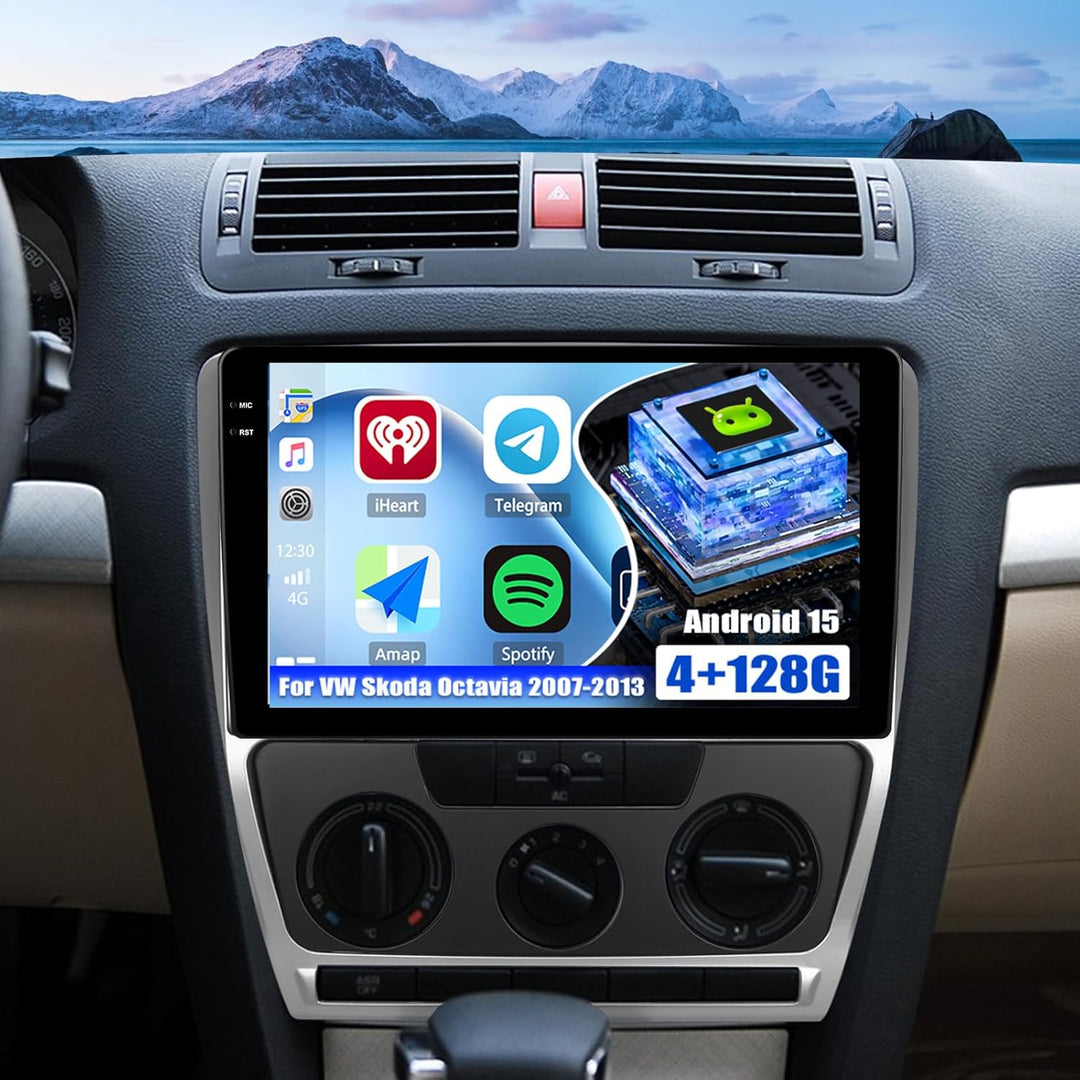 CAMECHO 4+128G 10 Zoll Android 15 Autoradio für VW Skoda Octavia 2007-2013 mit Rückfahrkamera, Incel