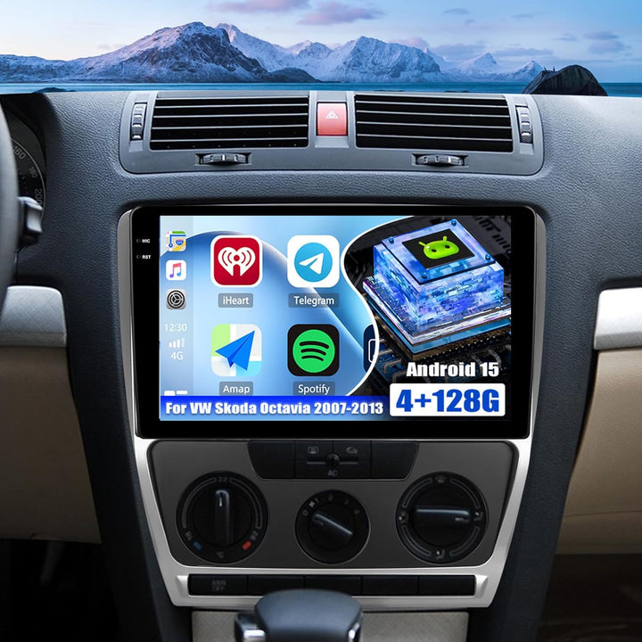 CAMECHO 4+128G 10 Zoll Android 15 Autoradio für VW Skoda Octavia 2007-2013 mit Rückfahrkamera, Incel
