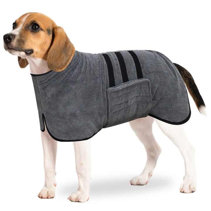 BASVII Hundebademantel aus Mikrofaser, Bademantel Hund Extra SaugfäHig und Schnell Trocknendes mit K
