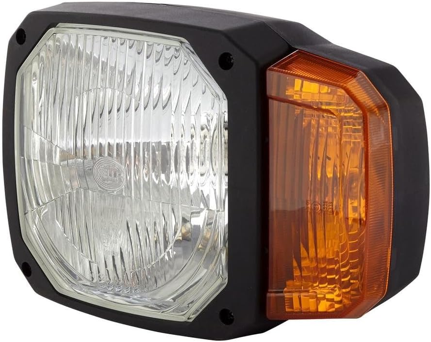 HELLA - Halogen-Hauptscheinwerfer - 12V - Einbau - Lichtscheibenfarbe: gelb - Stecker: DEUTSCH Steck