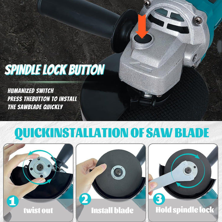 Akku Winkelschleifer für Makita 18V Akku, Bürstenlos 125mm Winkelschleifer mit Zusätzlicher Handgrif