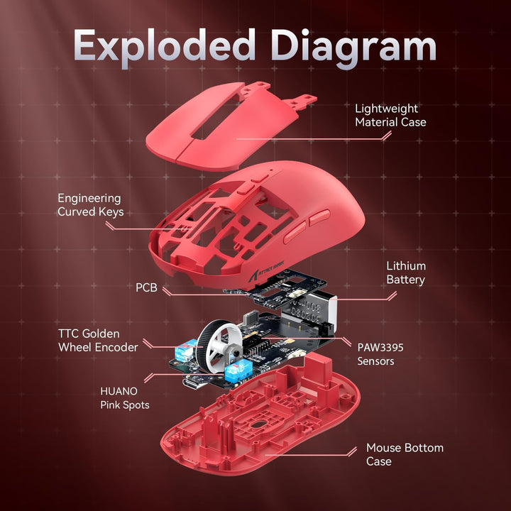 ATTACK SHARK X6 49g Superlight Mouse with Magnetic Charging Dock, PixArt PAW3395 Gaming Sensor, BT/2