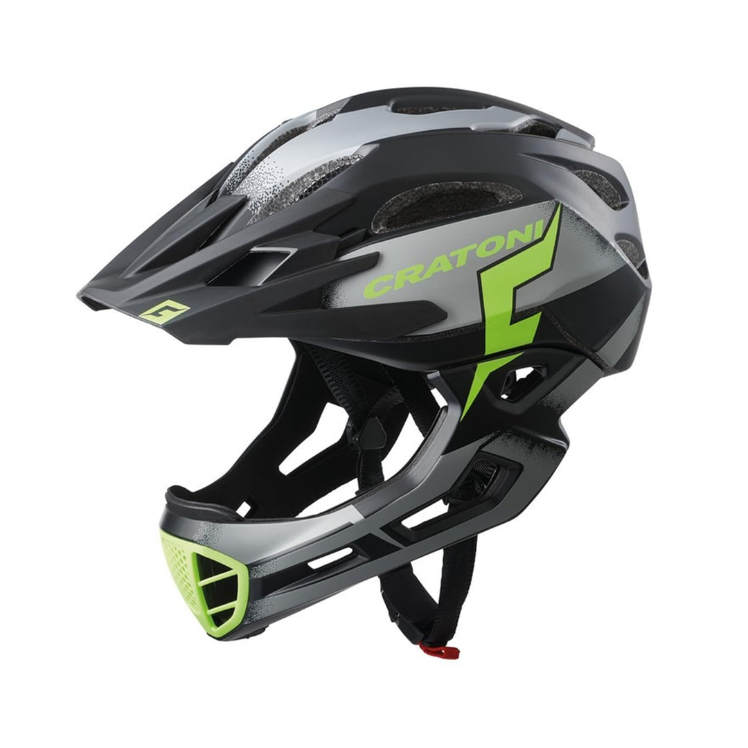 Cratoni C-Maniac Pro Integralhelm Downhill BMX Kinnbügel abnehmbar L-XL (58-61 cm) black/lime matte,
