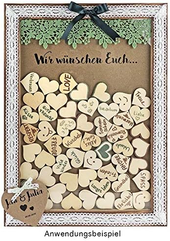 Ideen mit Herz Holzrahmen mit Herzen zum Beschriften | 30 x 42 cm | Alternative zum klassischem Hoch