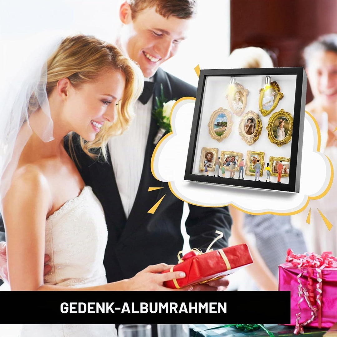 DIY Mini Gold Rahmen Silhouette Box, Upgrade Shadow Box Rahmen Set mit Gold Miniatur Museum, Feiern